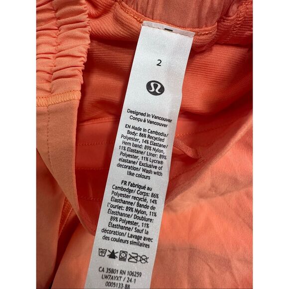 Lululemon Hotty Hot Coral Orange High Rise Shorts With Brief Size 2 - Picture 4 of 6